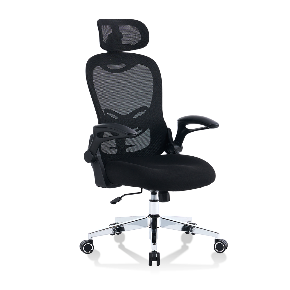 5140 sort/hvid ergonomisk mesh -kontorstol, høj ryg computerstol