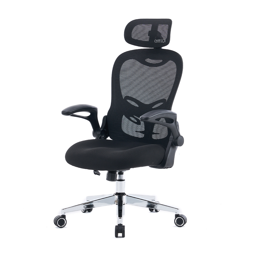 5140 Sort/hvid ergonomisk mesh kontorstol, computerstol med høj ryg